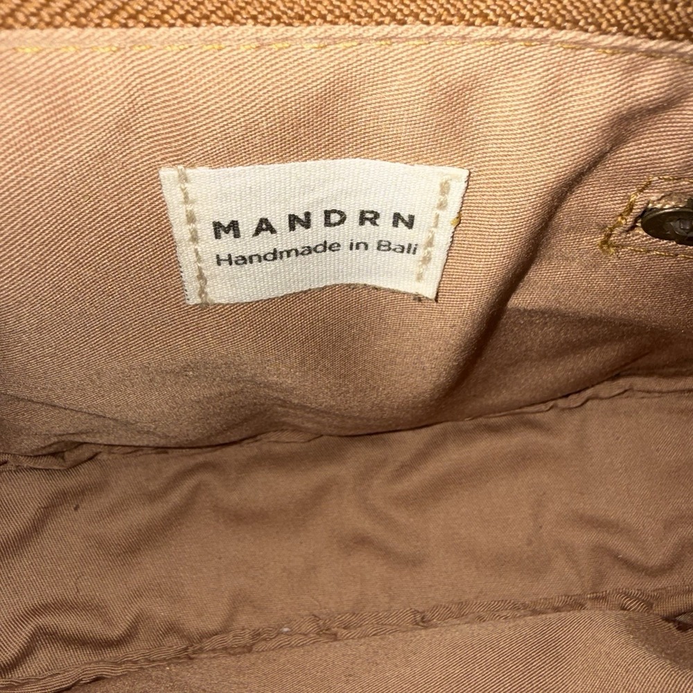 Mandrn Naomi Woven Tan Leather Shoulder Bag Purse Handbag Made In Bali - Picture 9 of 16